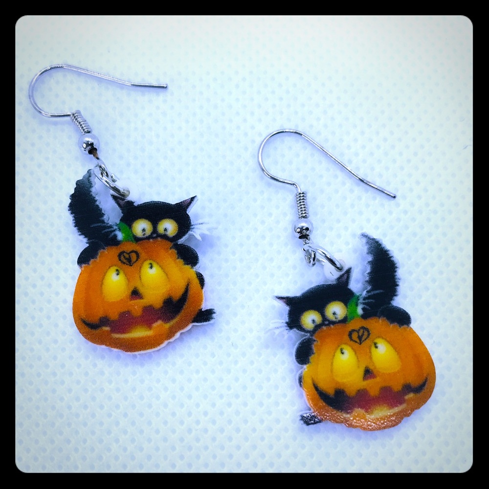 Halloween earrings - Pumpkin & Black Cat